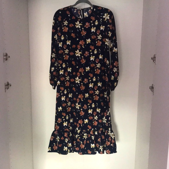 Navy blue floral print Shein midi dress - Picture 1 of 4